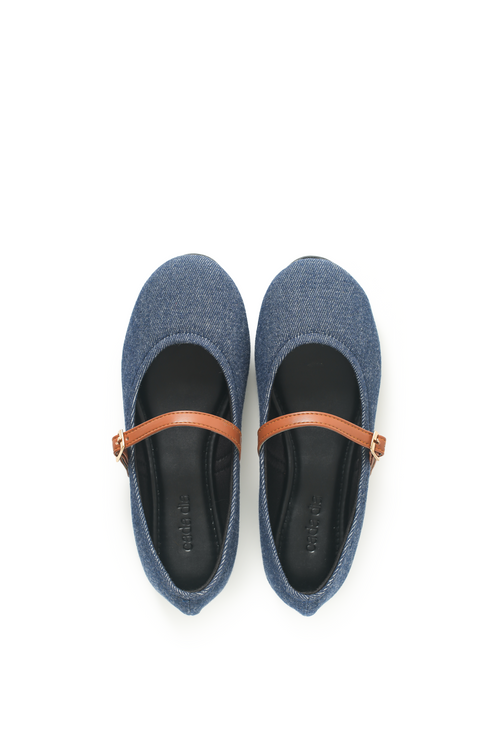 Elara Denim Mary Jane in Brown Strap
