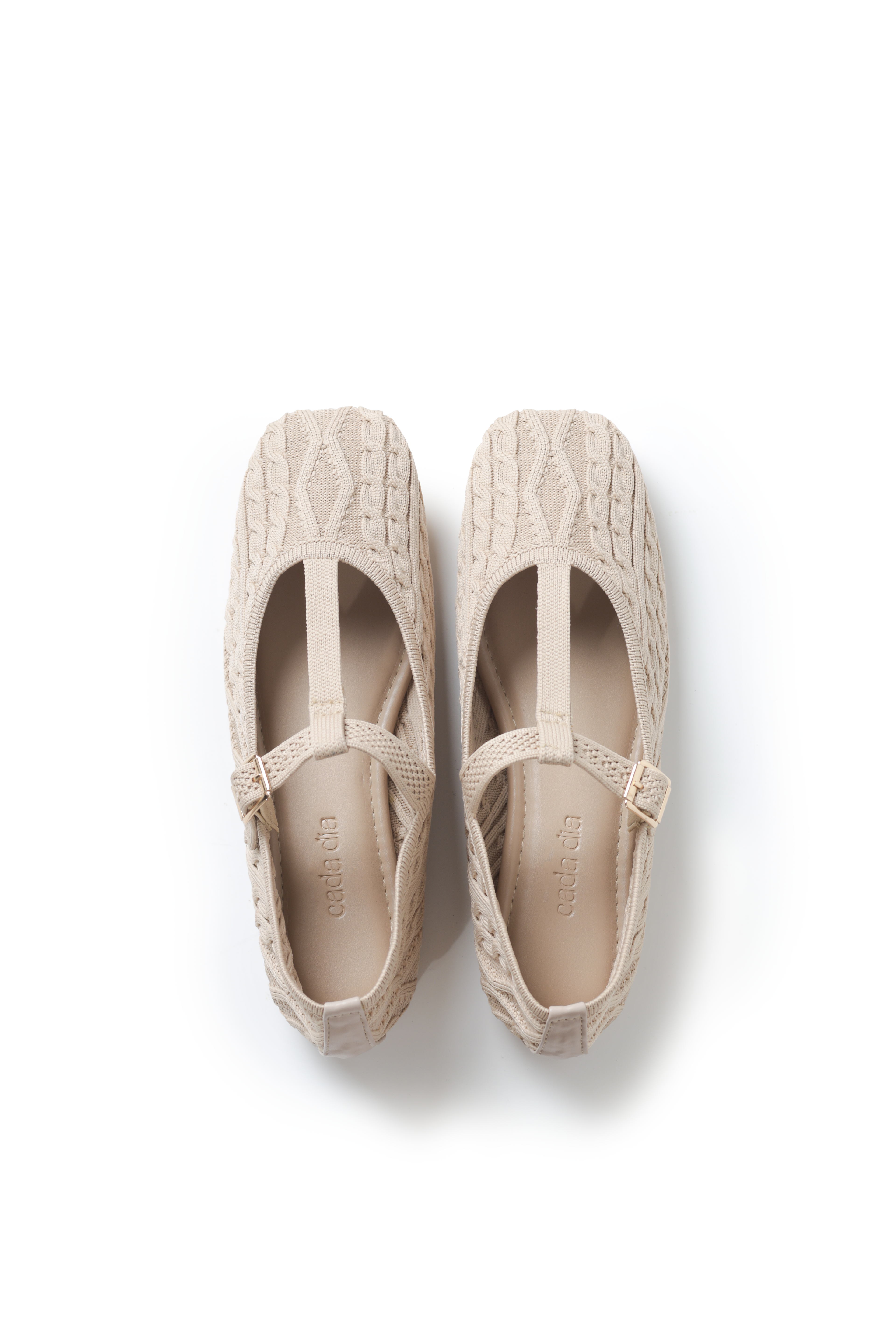 Maria T-Strap Ballet Flats in Beige
