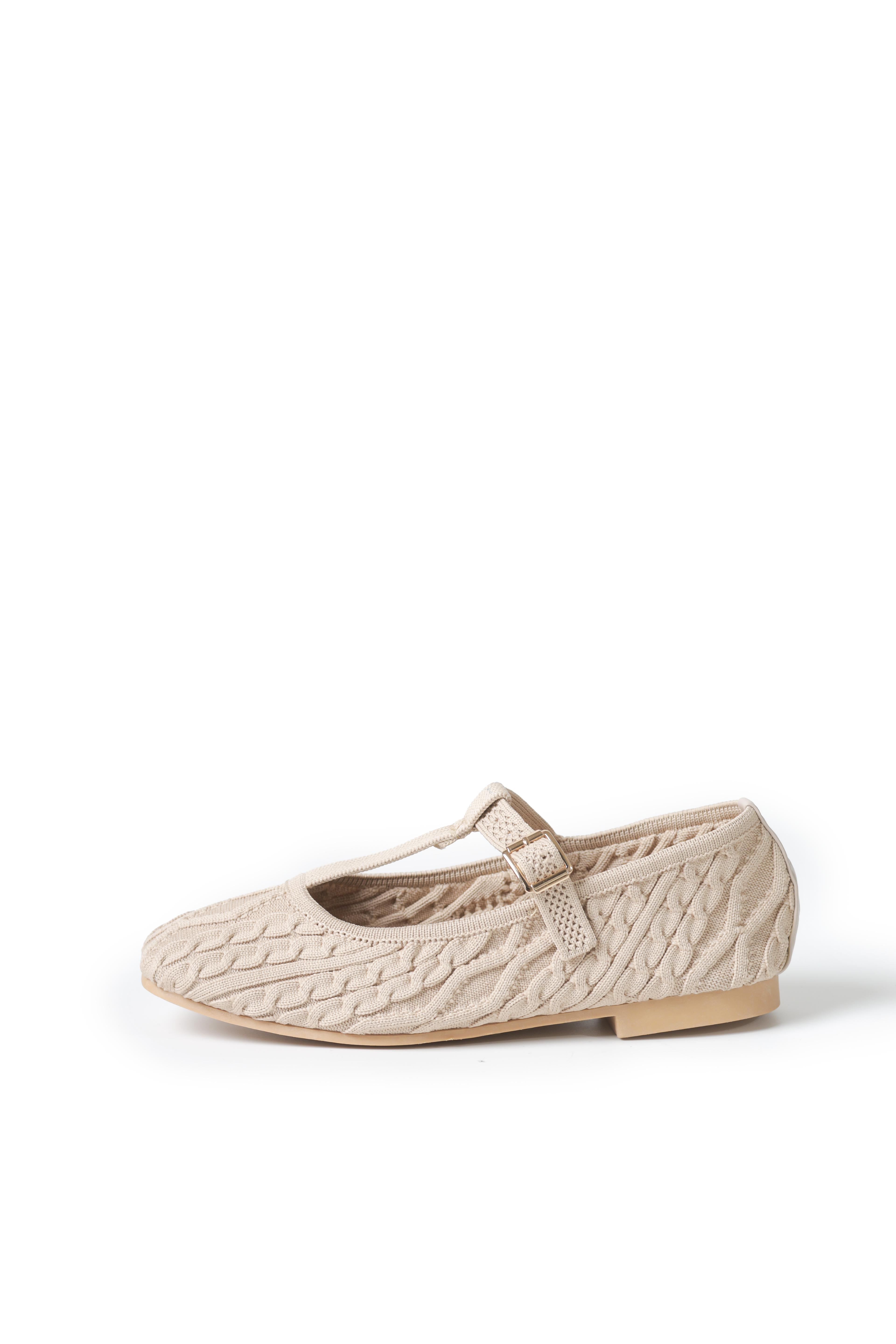 Maria T-Strap Ballet Flats in Beige